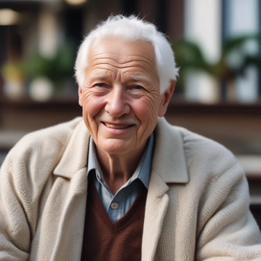 A serene blue-themed medical clinic room with plants and natural light.