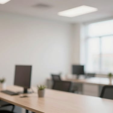 A tidy digital desktop with organized folders on a sleek laptop screen, set against a soft off-white background.