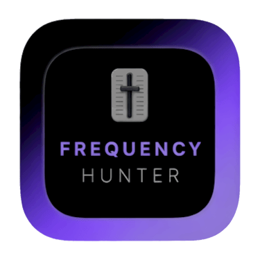 a square frame with the words frequency hunter