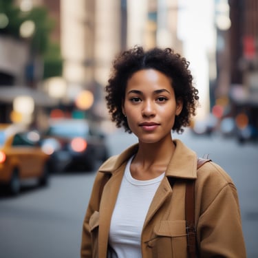 Happy man giving a thumbs up outdoors with a cityscape background