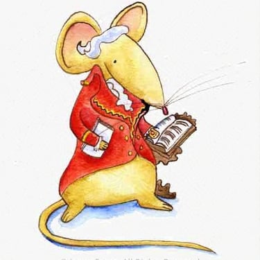 "Mouseart" greetings card design created in pen, ink and watercolour by Laura Fearn.