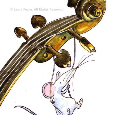 "Swing Time" Greetings card and notebook design in watercolour, pen and ink by Laura Fearn.