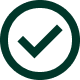 A dark green circular checkmark icon representing success, verification, or completed tasks.