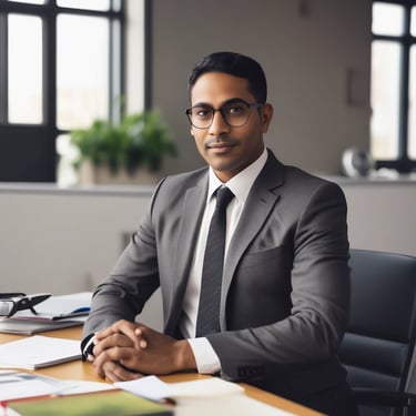 Portrait of a smiling man in his 30s, casual business attire.