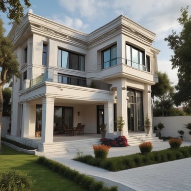 A happy customer smiling in front of their new home.