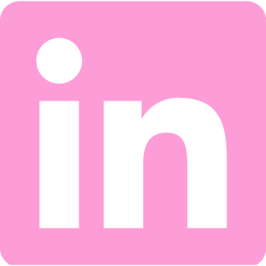 A white LinkedIn logo icon on a square pink background for social media networking.