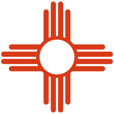 Red Zia sun symbol icon representing New Mexico state heritage and culture.