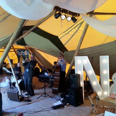 The Hipcats jazz and swing band for hire for marquee - The-Hipcats-outdoor-marquee-wedding-event-jazz-swing-band
