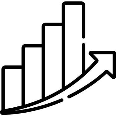 a line drawing of a bar chart showing an increase.