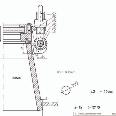 Technische tekening van een patrijspoort