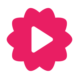 a pink flower with a video player on the screen