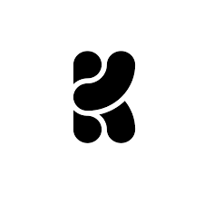 a black and white letter k logo with a black and white background