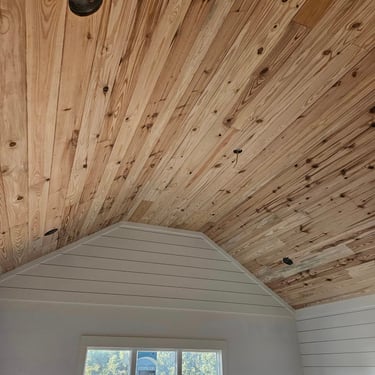 V-groove ceiling and shiplap walls