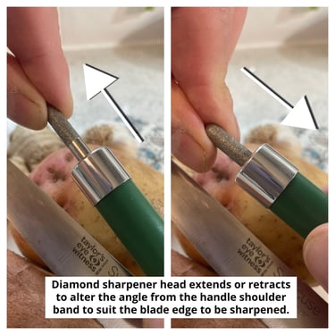 a person holding a knife and a knife in their hand