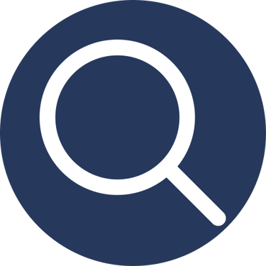 Pictogramme loupe de recherches et d'investigation
