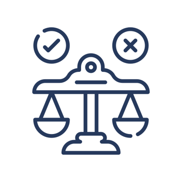 Pictogramme balance, justice, éthique et intégrité