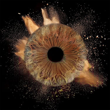 iris brun en éclat de poussière