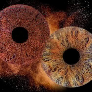 2 iris en percussion avec effet de galaxie doux