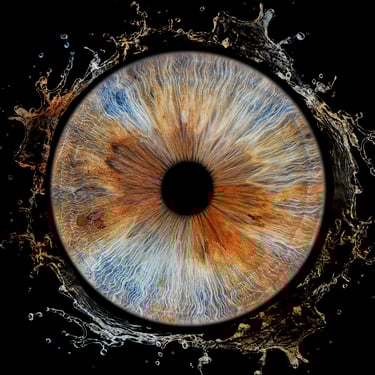 un iris en photo avec éclat eau tout autour