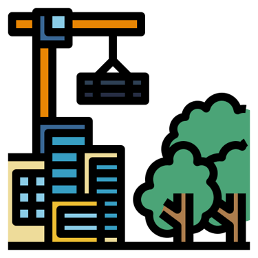 Construction and trees icon for development arborist reports