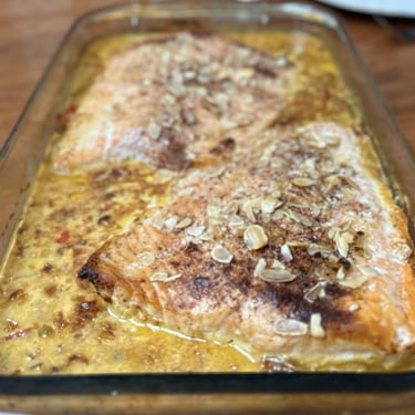 salmon fillet in a dish