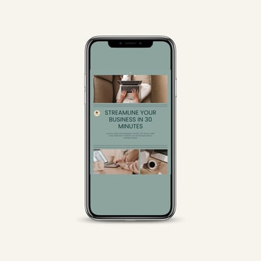 "Cover image of the 'Streamline Your Business in 30 Minutes' eGuide displayed on a smartphone screen