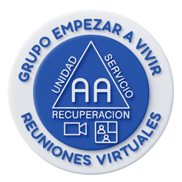 a blue and white logo with the words, group of people standing in front of