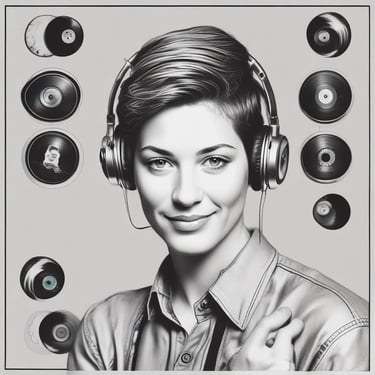 A cozy living room with a vintage record player and vinyl records displayed.