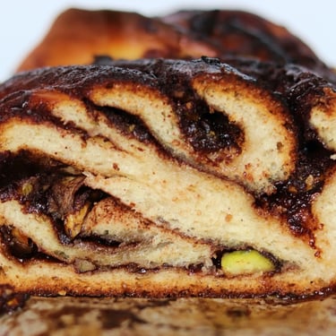 Pistachio, Cardamom, and Chocolate Babka
