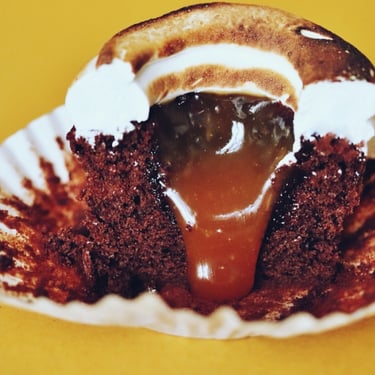 Cloud-topped Caramel Crater Cupcakes