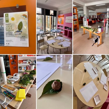 Workshop de arte e natureza realizado na Biblioteca Municipal de Ourém.
