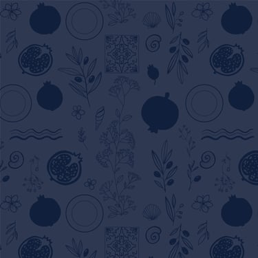 Padrão ilustrado inspirado em elementos da cultura portuguesa desenvolvido para aplicações em embalagem e branding.