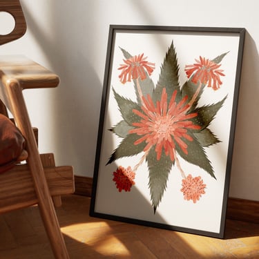 Aplicação de ilustração botânica de aloé vera em poster decorativo para espaços residenciais