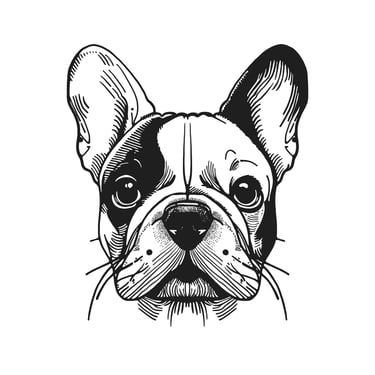 Retrato personalizado de bulldog francês criado a partir de fotografia do animal