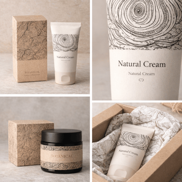 Identidade visual para marca de cosmética natural embalagem personalizada inspirados em cebola e cortiça.