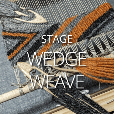 Stage Wedgeweave - tissage navajo en creation, motifs diagonals et navettes en bois avec les fils en