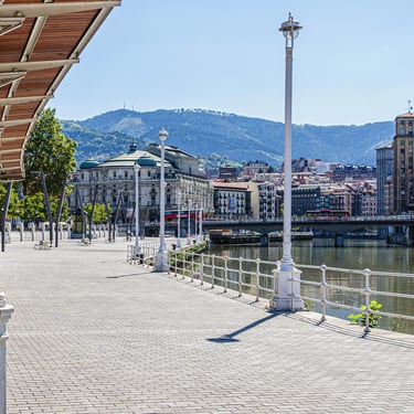 A Bridge and Buildings in Bilbao, Spain