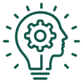 a green light bulb bulb with a gearwheel in the middle of it