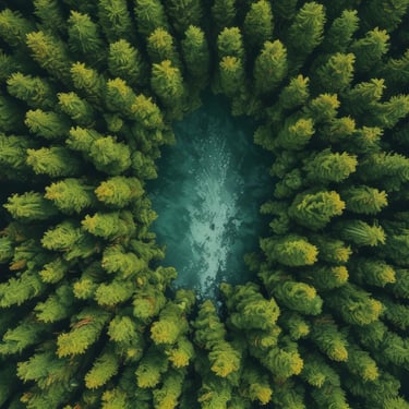 A yellow ride-on lawn mower is parked on a grassy lawn, surrounded by lush greenery. In front of the mower, there is a red fuel canister resting on the grass. The setting appears to be a sunny day with light filtering through the trees in the background.