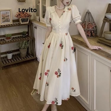 vestido retrô vintage romântico estilo coreano asiático na lovito shopee