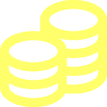 Icône pièces de monnaie jaunes illustrant des tarifs économiques pour logements pros.