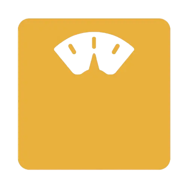 a weight loss scale icon in orange