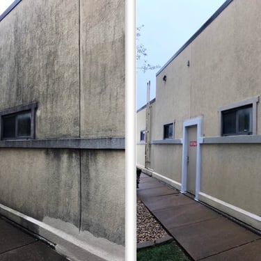 Business entrance before and after cleaned