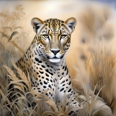 Leopard portrait, artwork by Philip Preston.