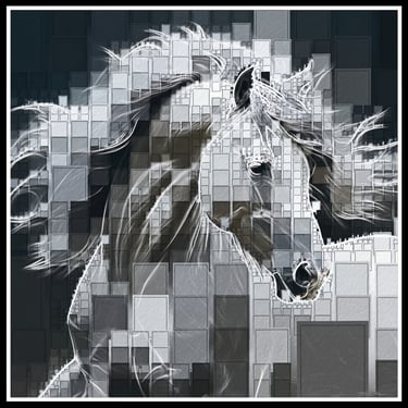 Abstract horse mosaic portrait, artwork by Philip Preston.
