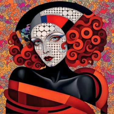 Abstract mosaic portrait, artwork by Philip Preston.