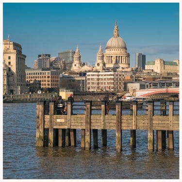 St Pauls Cathedral and river Thames, London, UK, photograph by Philip Preston.