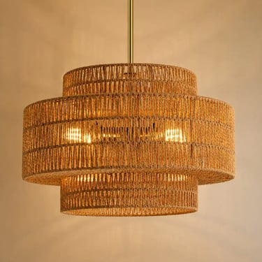 Large Rattan Pendant Light for Afro Boho Living Room | Woven Statement Chandelier. Eftelt Home Decoration