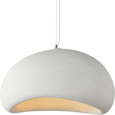 Modern white pendant light for minimalist dining room ambiance