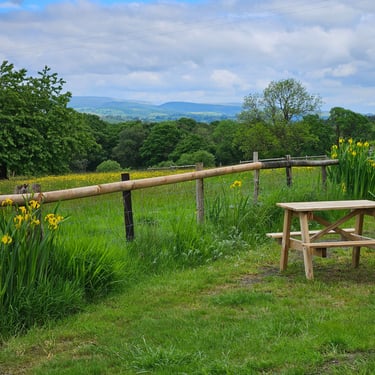 Outside table in peaceful cottage. Near Brecon Beacons.